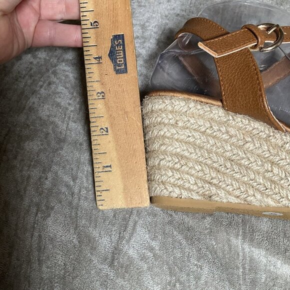 LASCANTA platform Wedge Open toe Espadrille Ankle Strap Sandal 9 Brown - Picture 11 of 14